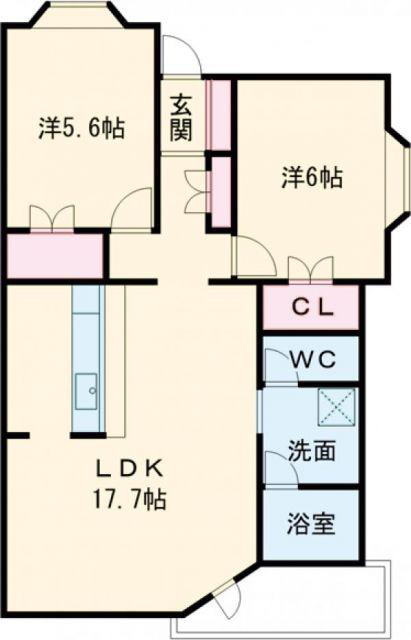 飯島コーポ5号棟(2LDK/1階)の間取り写真