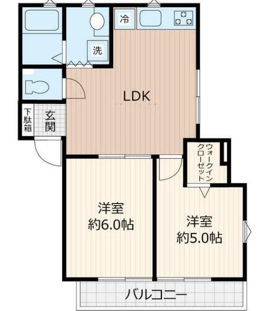 ミストラル志季(2LDK/2階)の間取り写真