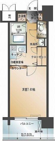 新品きマンション渡辺通4(1K/2階)の間取り写真