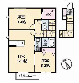 サン・シャイン東川口 A棟(2LDK/2階)の間取り写真