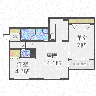 CASA MIYANOMORI(2LDK/2階)の間取り写真
