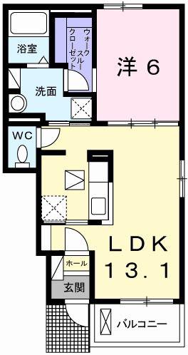ルピナス(1LDK/1階)の間取り写真