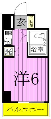 朝日松戸プラザ(ワンルーム/6階)の間取り写真