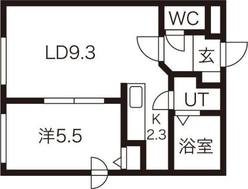 ラフェリオ菊水(1LDK/1階)の間取り写真