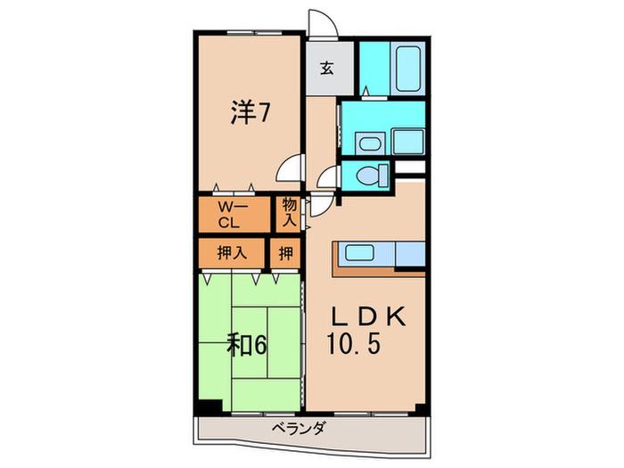 アップルロード(2LDK/1階)の間取り写真