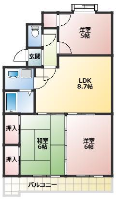 エクセル寄京(3DK/1階)の間取り写真