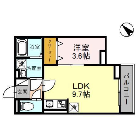 セレスティア白子 I(1LDK/3階)の間取り写真