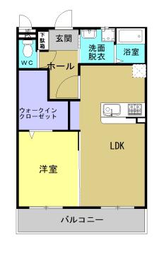 エステート八景水谷(1LDK/2階)の間取り写真