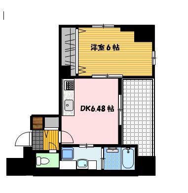 トレジャーフロントステーション(1DK/9階)の間取り写真