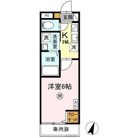 レジデンス平山(1K/1階)の間取り写真