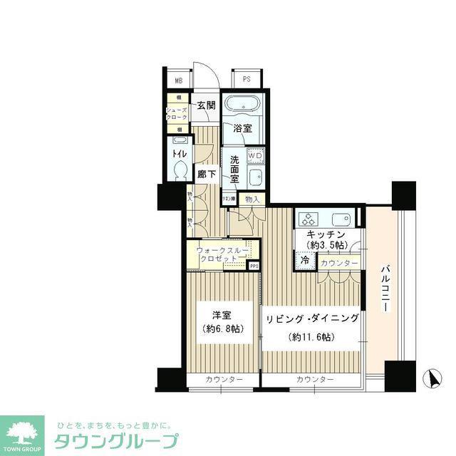 グランスイート虎ノ門(1LDK/16階)の間取り写真