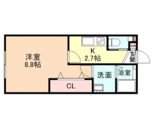 コモド太閤山II(1K/2階)の間取り写真