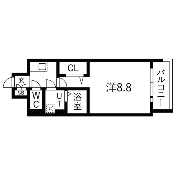 プレサンスTHE栄(1K/7階)の間取り写真
