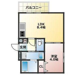 ALEGRIA道明寺(1LDK/2階)の間取り写真