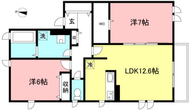 シャルムB棟(2LDK/2階)の間取り写真