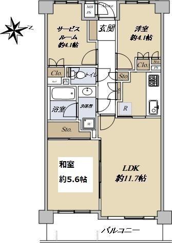 宮前平北パークホームズ(2SLDK/3階)の間取り写真
