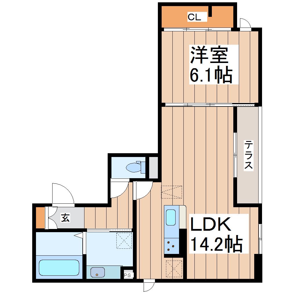 ディアコート上杉(1LDK/2階)の間取り写真