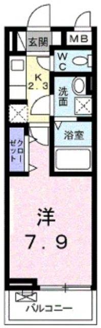 ブルームヒルタイチ(1K/2階)の間取り写真