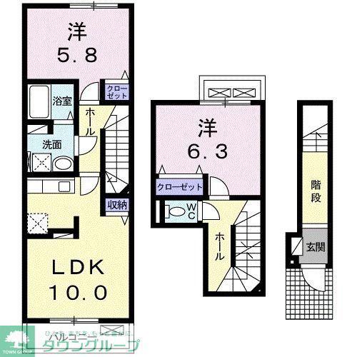 サンモール II(2LDK/2階)の間取り写真