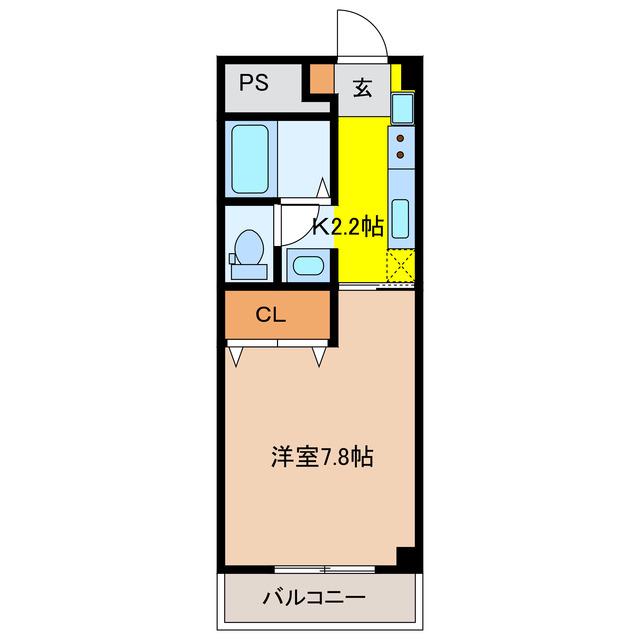 エルシオン(1K/2階)の間取り写真