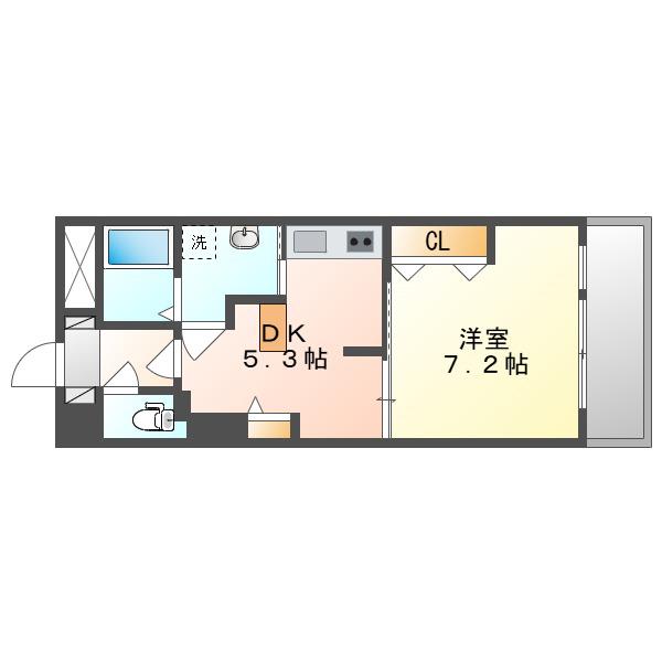 ラフィーネ大供(1DK/6階)の間取り写真