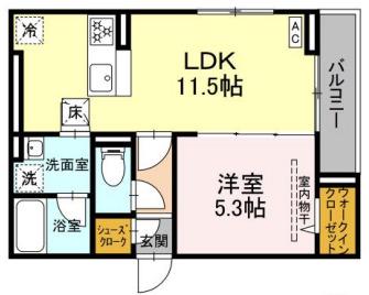 ディー パイナ 登戸3(1LDK/1階)の間取り写真