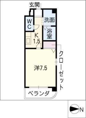 NEW PLACE(1K/4階)の間取り写真