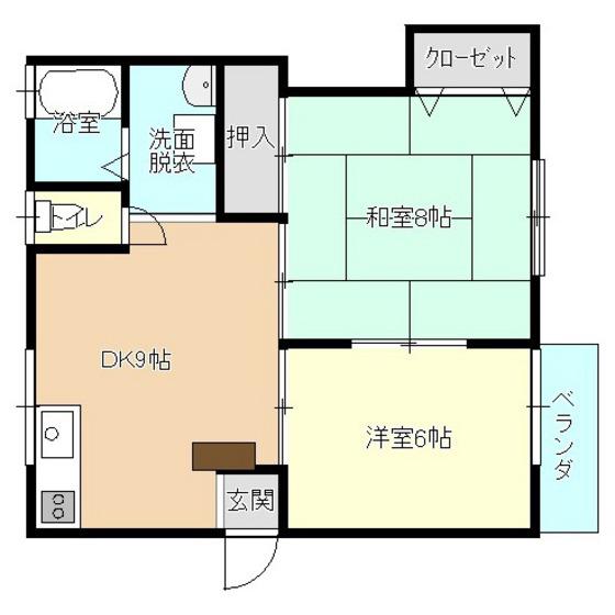 サンフォーレスト小岩井(2DK/2階)の間取り写真