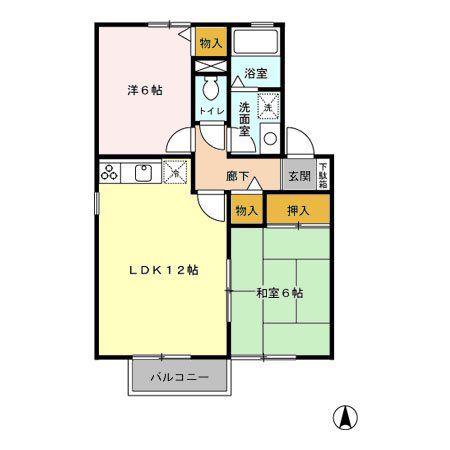 マロンハイツ C(2LDK/2階)の間取り写真