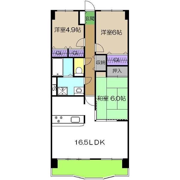 サントノーレ南御座(3LDK/9階)の間取り写真