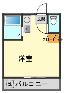 コーポリリック(ワンルーム/2階)の間取り写真