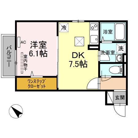 フレンズ多治米(1DK/1階)の間取り写真