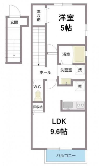 フィカーサK(1LDK/2階)の間取り写真