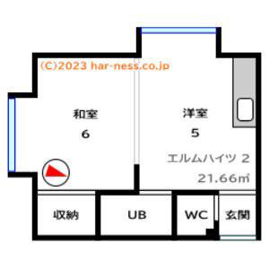 エルムハイツ(1DK/2階)の間取り写真