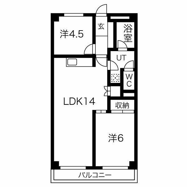 ハイツ野田(2LDK/5階)の間取り写真