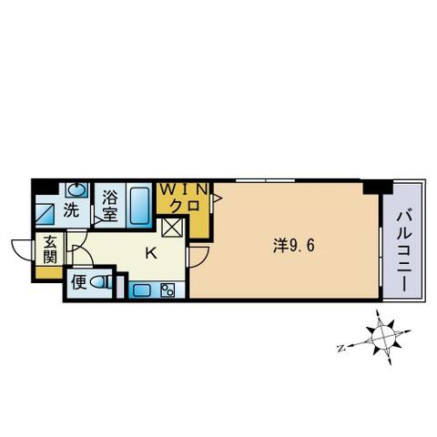LUXCAS FUKUOKA イースト(1K/6階)の間取り写真