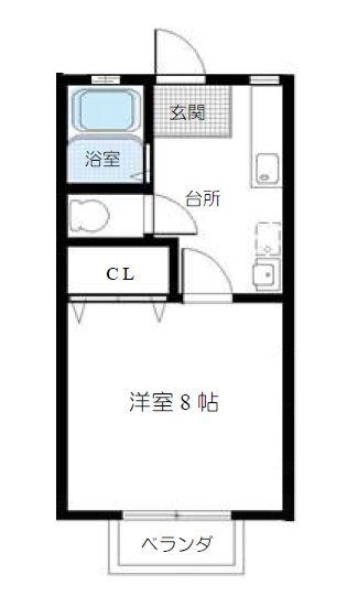 グランビュー船岡III(1K/2階)の間取り写真