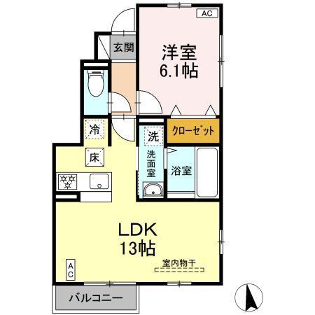 アムール(1LDK/1階)の間取り写真
