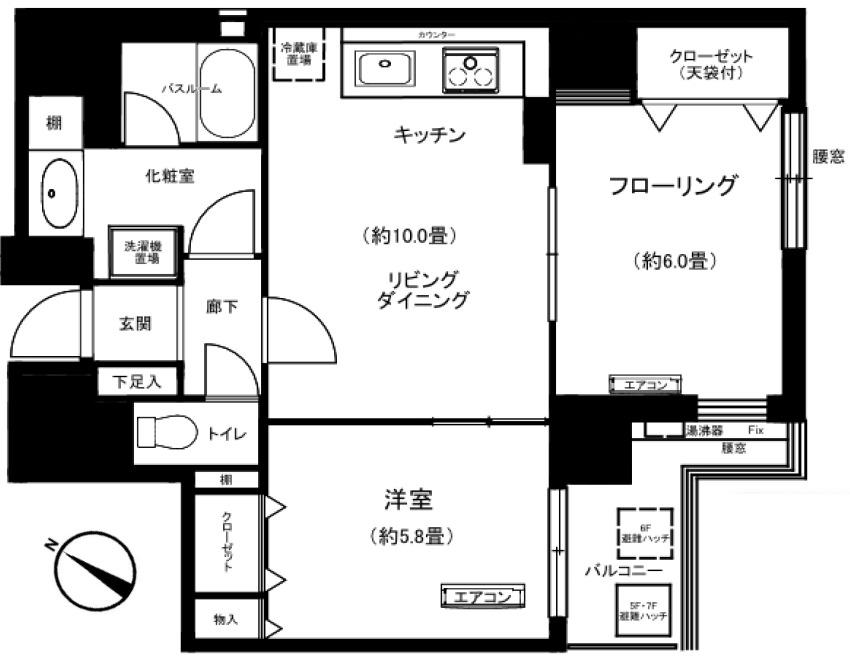 ライオンズステーションプラザ千歳烏山(2LDK/7階)の間取り写真