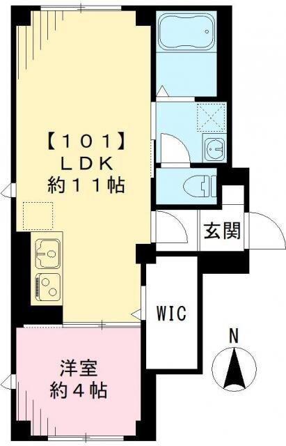 アールシロカネ(1LDK/1階)の間取り写真