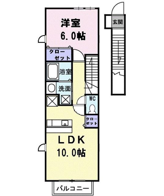 クリアネス I(1LDK/2階)の間取り写真
