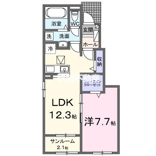 ミルキー ウェイ 壱番館(1LDK/1階)の間取り写真