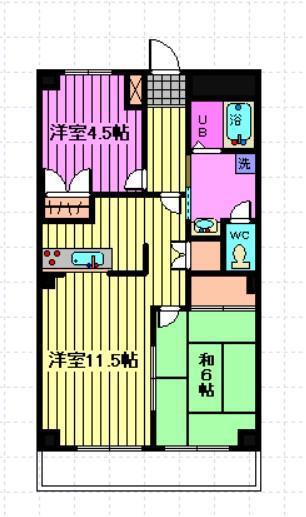 ロイヤルヒルズ(2LDK/6階)の間取り写真