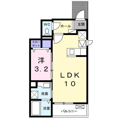 サザンウインド(1LDK/1階)の間取り写真