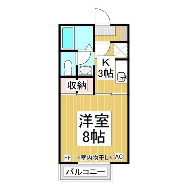 アネーロ和田(1K/2階)の間取り写真