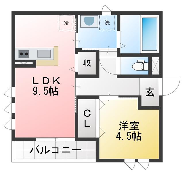 FONTANA DORO(1LDK/1階)の間取り写真