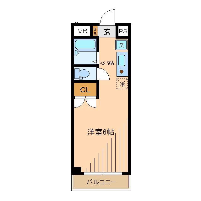 レジデンスKUROSU(1K/3階)の間取り写真