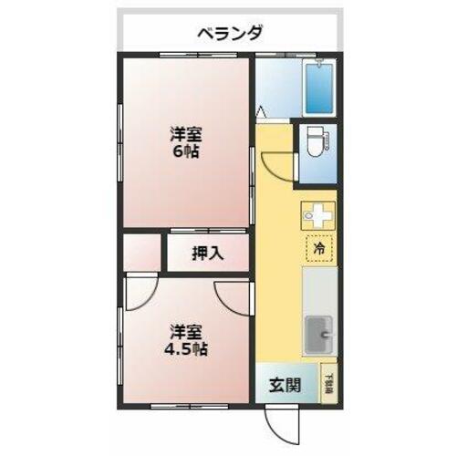 第1岸マンション(2K/4階)の間取り写真