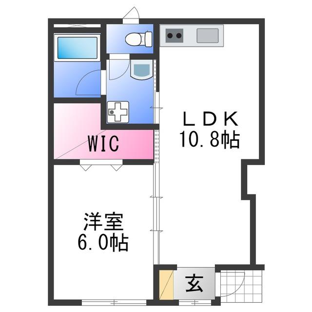 TJ船尾4(1LDK/1階)の間取り写真