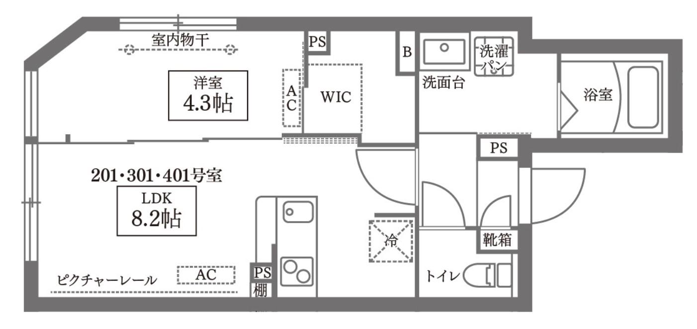 ココキューブ南長崎(1LDK/4階)の間取り写真